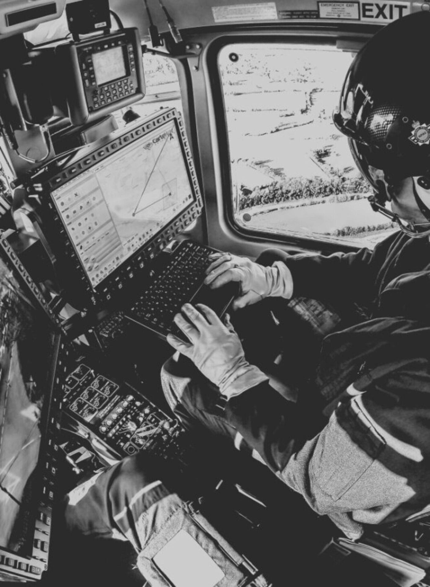 Photograph of operator and console