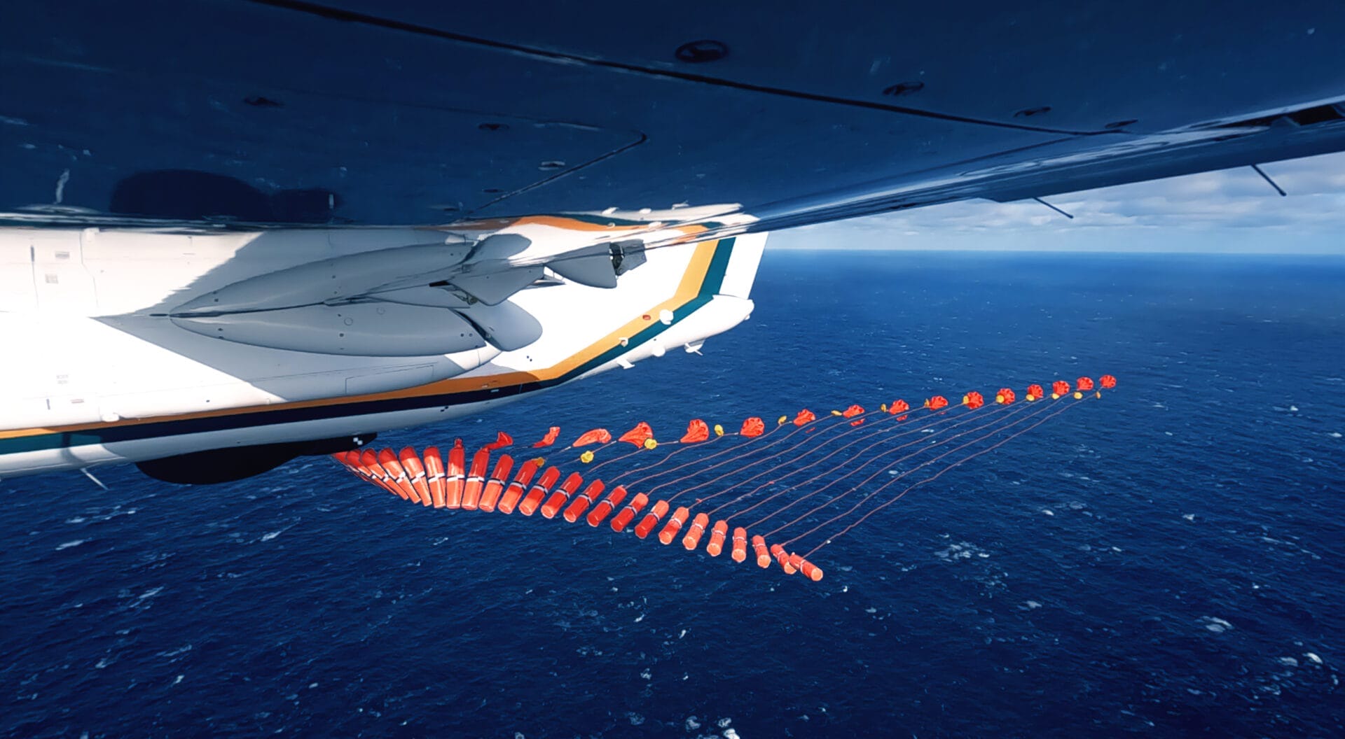 Aircraft dropping test buoy as part of airworthiness testing